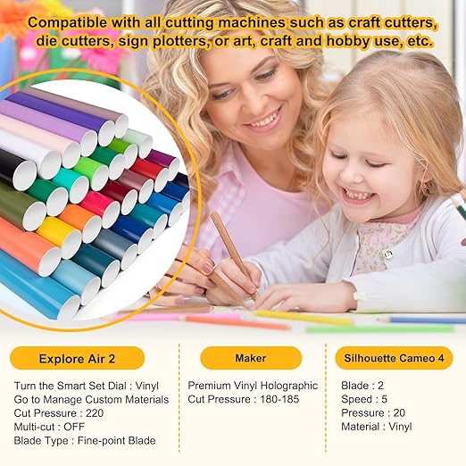 TECKWRAP Permanent Vinyl 12" x 12" 40 Sheets/Pack Assorted Colors Adhesive Vinyl Sheets for Cutting Machine, DIY Craft, Sticker, Car Decal, Party Decoration