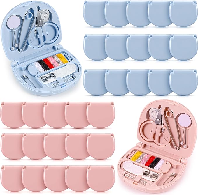 Yuxung 50 Pieces Mini Travel Sewing Kit Basic Portable Emergency Sewing Repair Kit in Bulk with Threads Scissors Needles for Beginner Traveler Hotel Charity Homeless