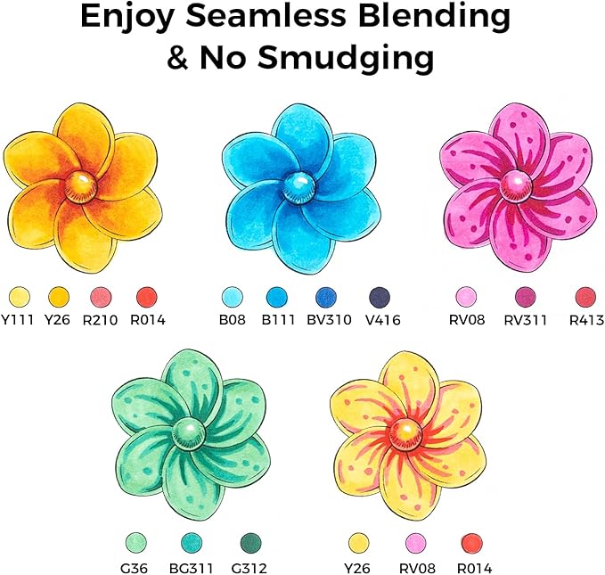 Ohuhu Alcohol Markers Brush Tip - 120-color AP Certificated Double Tipped Art Marker Set for Artist Adults Cozy Coloring Drawing Illustration - Brush and Fine Dual Tips - Honolulu B - Refillable