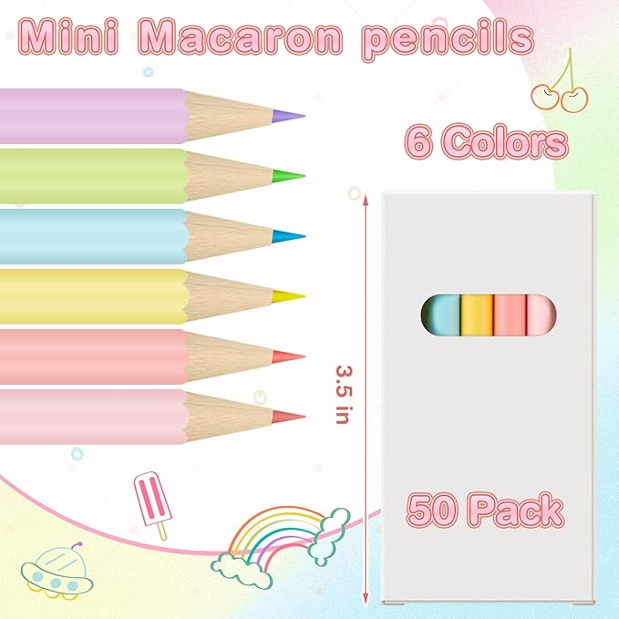 Ctosree 36 Packs Macaron Pastel Colored Pencils Bulk 3.5 Inch Coloring Drawing Pencil in Boxes Goodie Bags Gift for Adult Painting Christmas Birthday, 6 Per Pack