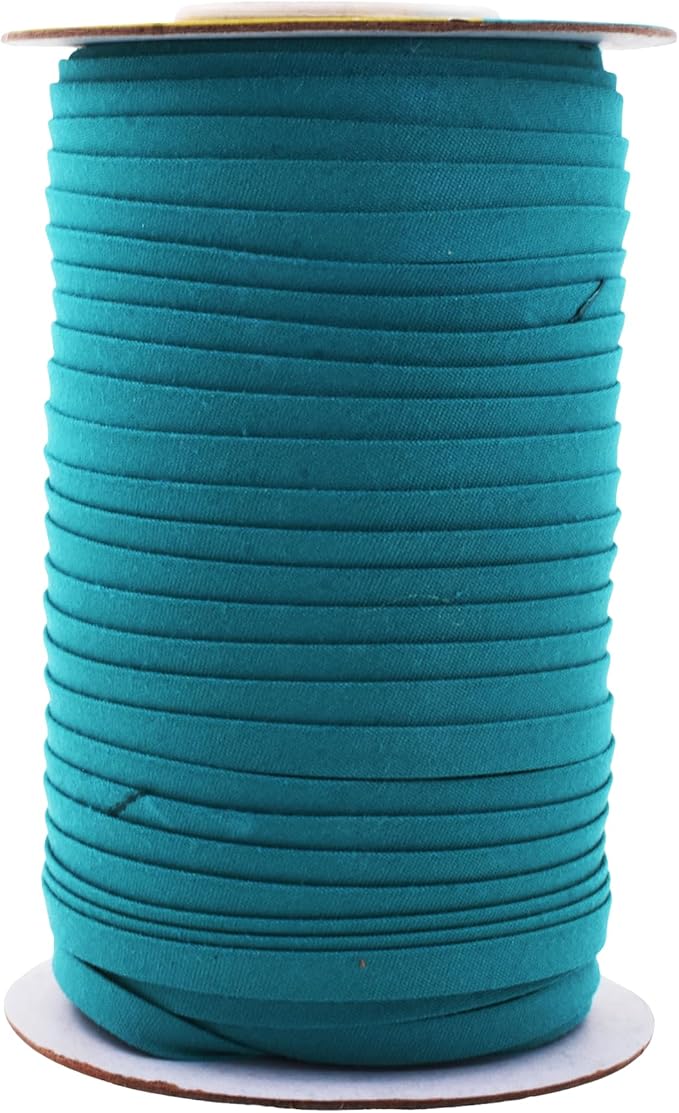 Mandala Crafts 55 Yards 1/4 Inch Dark Teal Double Fold Bias Tape for Sewing - Bias Binding Tape for Quilting Binding, Hemming, Seam, and Fabric Piping