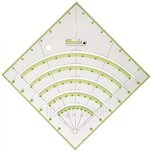 HONEYSEW Arcs & Fans Quilt Circle Cutter Multifunctional Arc Cutting Patchwork Ruler - Acrylic Quilters Template With Double Colored Lines for Cutting Cloth, Sewing Crafts