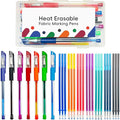 Jauisus 7 Color Heat Erasable Pens for Sewing with 21 Refills, 0.5mm Heat Erasable Fabric Marking Pens for Dressmaking, Embroidery, Quilting Gifts