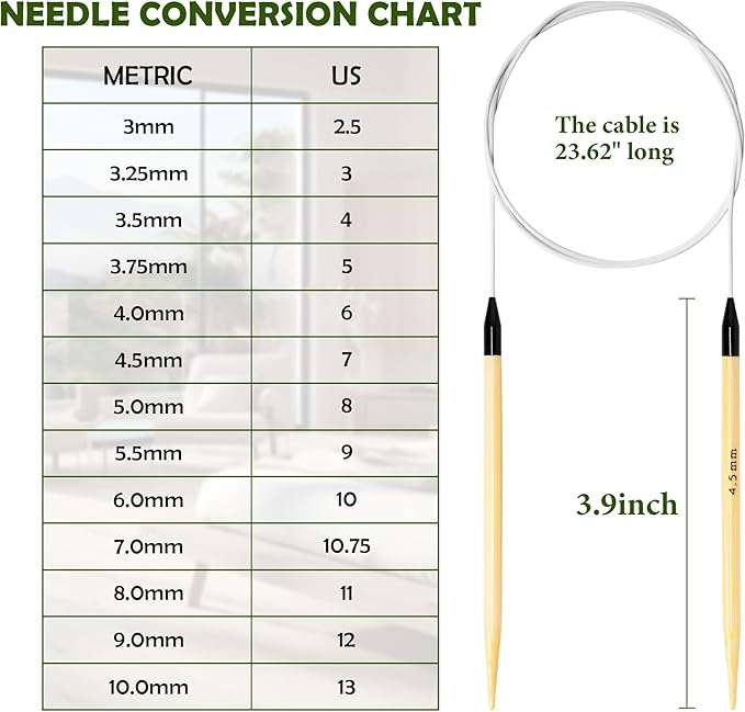 Froggod Bamboo Circular Knitting Needles Size 7 – 3.15-inch Bamboo Knitting Needle Tips, 31.5-inch Total Length, Lightweight Wooden Needles