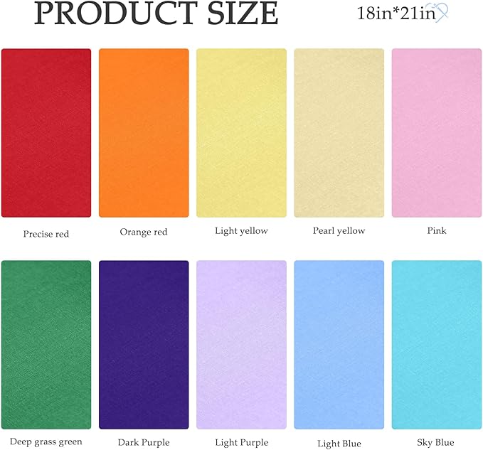 18 * 21inch Cotton Fabric Premium,11 Options Solids, 10PCS Solid Precut Fabric Pure Quilting Fat Quarter Bundles Patchwork for Sewing DIY Craft (Rainbow)