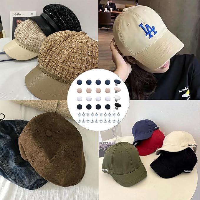 20sets 4 Colors Baseball Cap Top Button Replacement, Replacement Hats Buttons, Cotton Hat Button Replacement for Repair, Production, Clothing Sewing