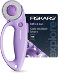 Fiskars Loop Rotary Cutter, Explore Collection Ultra Lilac, Precision-Ground Steel Blade for Fabric, Felt and Vinyl, 45mm