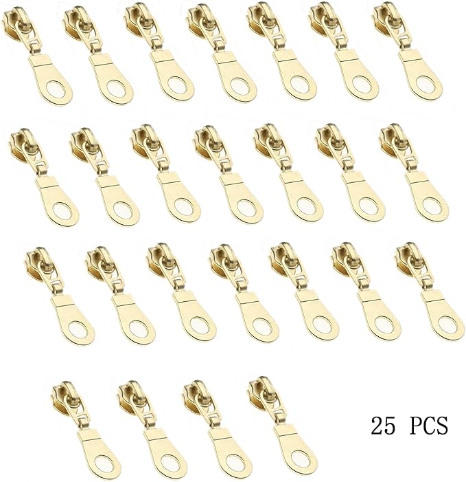 #5 Gold Metallic Nylon Coil Zipper by The Yard, Bulk 10 Yards Black Tape Gold Teeth with 25PCS Gold Zippers Pulls for Sewing, Bags, Purses YIGUANXIN