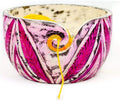 Nagina International Exquisite Premium Yarn Ball Storage Bowls | Hand Painted Lovely Decor Yet Functional Yarn Dispenser (Small (6 x 3 x 6 Inches), Plum Blue)