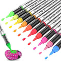 10 Color Acrylic Paint Markers Brush Tip, Waterproof, No-Bleed Ink with Automatic Ink Control, Premium Paint Pens for Rock, Wood, Canvas, Glass, Fabric for Professional and Adult Artists