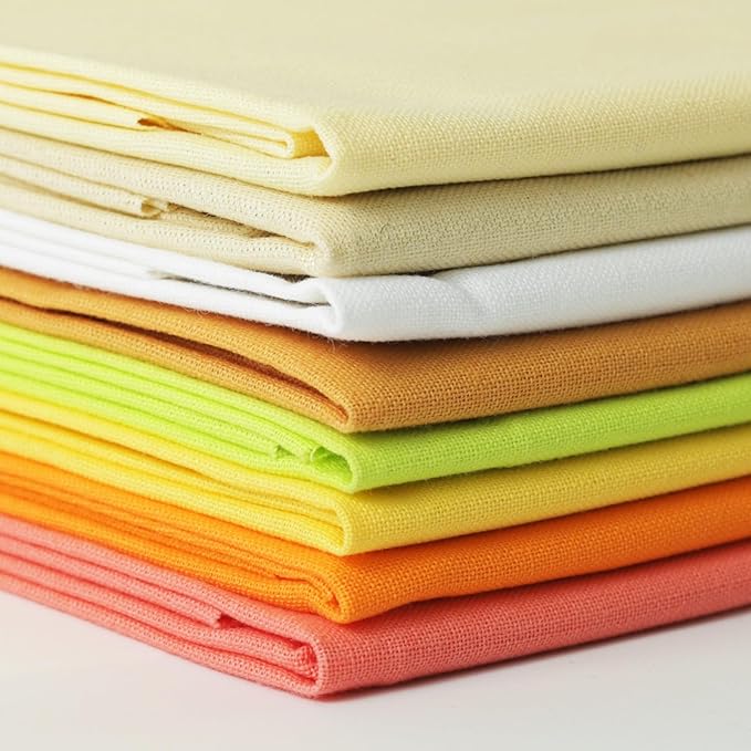 18 * 21inch Cotton Fabric, Premium Fabric Pure Quilting Fat Quarter Bundles Patchwork for Sewing DIY Craft (Orange Yellow Series, 8PCS)
