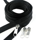 Leekayer #5 Black Nylon Coil Zippers by The Yard Bulk 10 Yards with 25pcs Silver Sliders for DIY Sewing Tailor Craft Bag(Black)