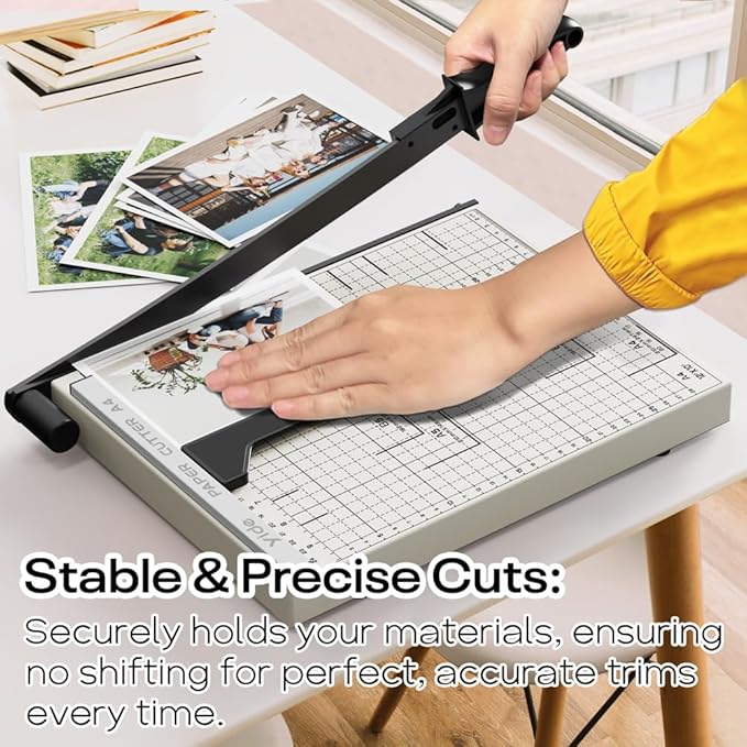 Optomni Paper Cutter, 12-Inch Heavy Duty Guillotine Paper Cutter with 15 Sheet Capacity, Ideal Paper Trimmer for Classroom, Cardstock, Art Projects, and Office Use (Magnetic Paper Guide)