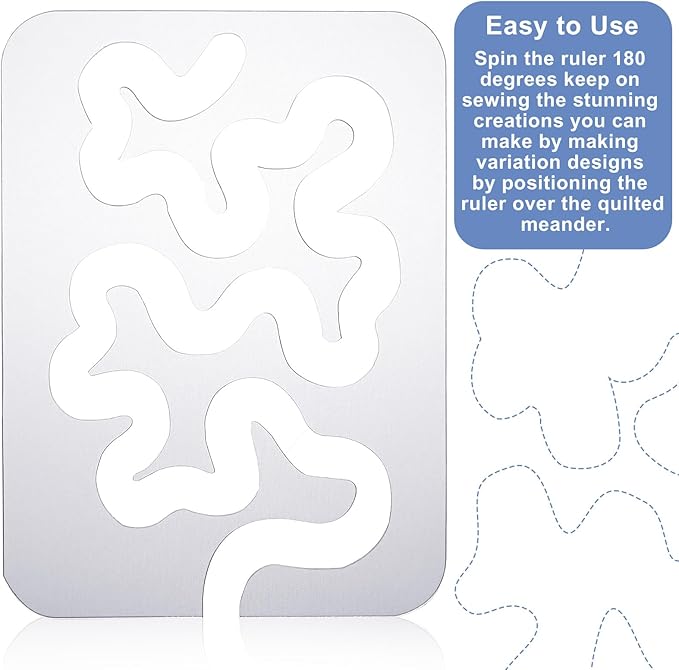 Meander Quilting Template, Acrylic Ruler for Motion Quilting, Transparent Stencil Guide for Domestic & Industrial Sewing Machines