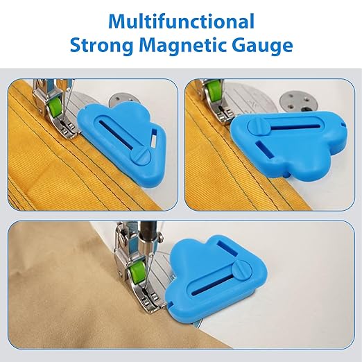 3Pcs Magnetic Seam Guide for Sewing Machine with Seam Rippers, Multifunctional Hemmer Guide with Scale, Stitch Remover Tool, Universal Sewing Accessories and Supplie