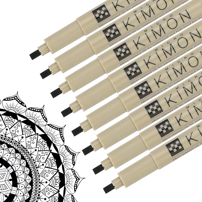 PATIKIL Micro Pen Fineliner Pens, 8Pcs 3mm Medium Point Drawing Pens Waterproof for Archival Artist Calligraphy Illustration Journaling Sketch, Black