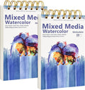 2-Pack Watercolor Paper Pad 4" x6”(30 Sheets, 140lb/300g), Spiral - Bound with Tear - Line. A Small Watercolor pad and Artist-Grade Watercolor Book for Adults & Kids -Compact Travel Sketchbook