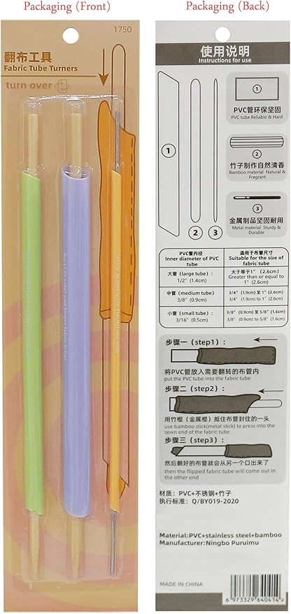 YEQIN Quick Turn Fabric Set, 3 Count, Assorted Sizes Tube Turners for Sewing DIY Tool