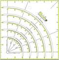 YEQIN Acrylic Quilting Ruler, ”8X 8" Multifunctional Arcs & Fans Quilt Circle Cutter Ruler with Double Colored Lines for Patchwork Sewing Craft Tools,Cutting Cloth Ruler Template