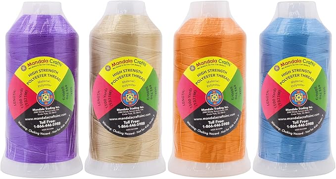 Mandala Crafts Pastel Heavy Duty Thread - 6000 Yds Tex 90 Bonded Polyester Thread for Sewing Drapery Jeans Leather Hair Outdoor Marine Upholstery