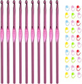 Aeelike 10pcs Size US7 / 4.5mm Crochet Hooks,Aluminum Crochet Needles and 30pcs Stitch Markers for Beginner and Advanced, Crocheter Hook Set for Learning How to Crochet