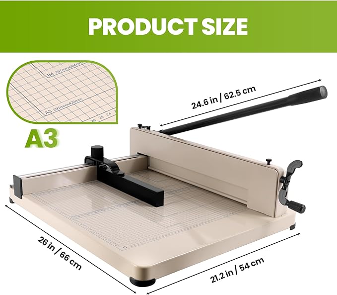 Heavy Duty Paper Cutter 17", Guillotine A3 Paper Cutter, 400 Sheets Capacity Paper Trimmer, Double Safety Protection Durable HSS Blade for Cutting Paper
