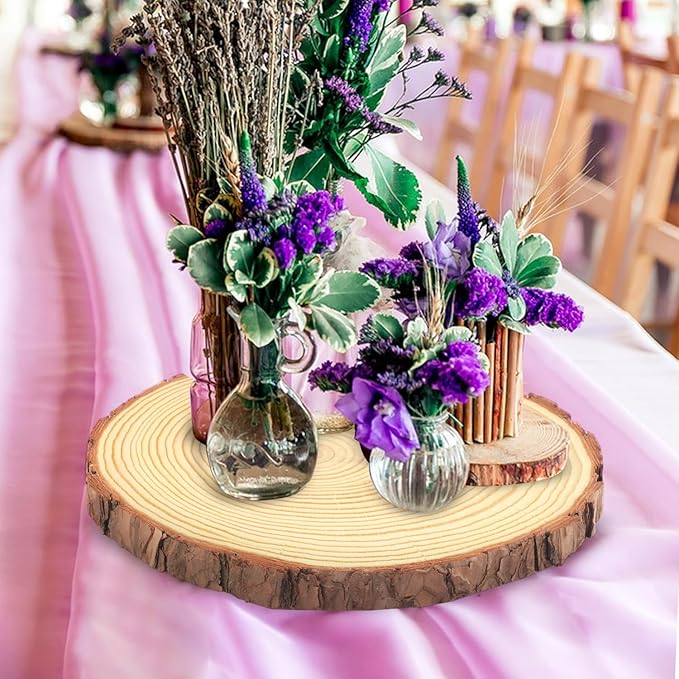 6 PCS 7-8 Inch Natural Wood Slices, Unfinished Pine Wood Circles with Barks for Coasters, DIY Crafts, Christmas Rustic Wedding Ornaments and Centerpieces,by,GNIEMCKIN.