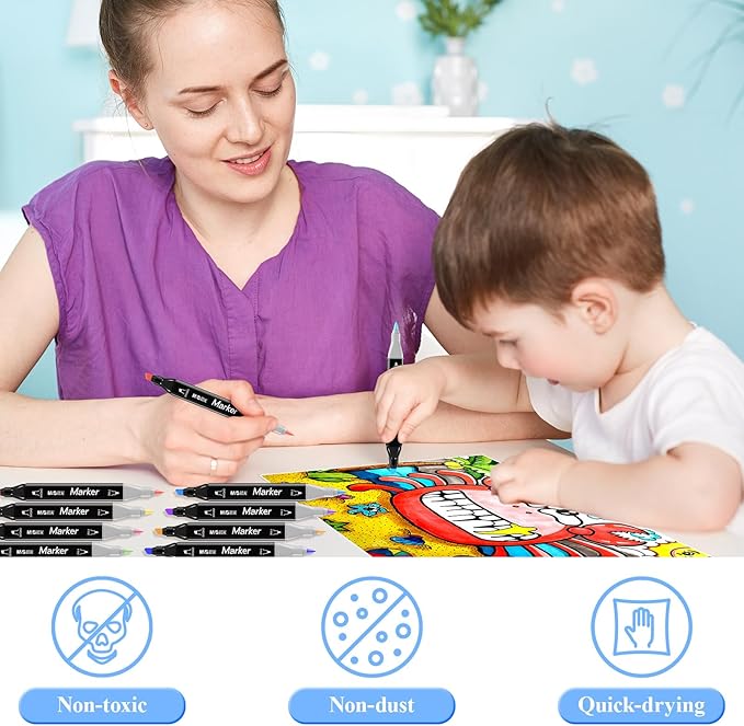 M&G Alcohol Markers, 60 Colors Dual Tip Art Marker, Stocking Stuffers Drawing Markers for Adult Coloring Books, Drawing-Christmas Gift Idea for artists - Art Supplies