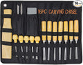 Lulu Home Wood Carving Tools, 16PCS Professional Carving Knife Tool Set for Woodworking Premium Wood Handle with Chisel Gouge Whetstones