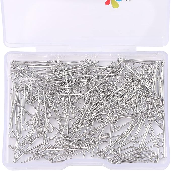 Platinum Plated Open Eye Pins Non Tarnish 20mm 200pcs for Jewelry Making Findings