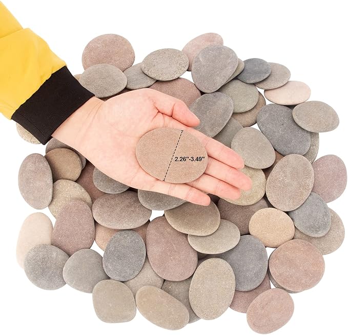 [About 97 PCS - 102 PCS](18.2 Pounds) Painting Rocks,2.26"-3.49" River Rocks,Flat Stones,Craft Rocks,DIY Rocks