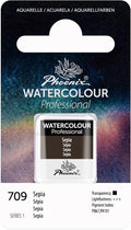 PHOENIX Professional Watercolor Paint - Single Watercolor Half Pan - Sepia 709
