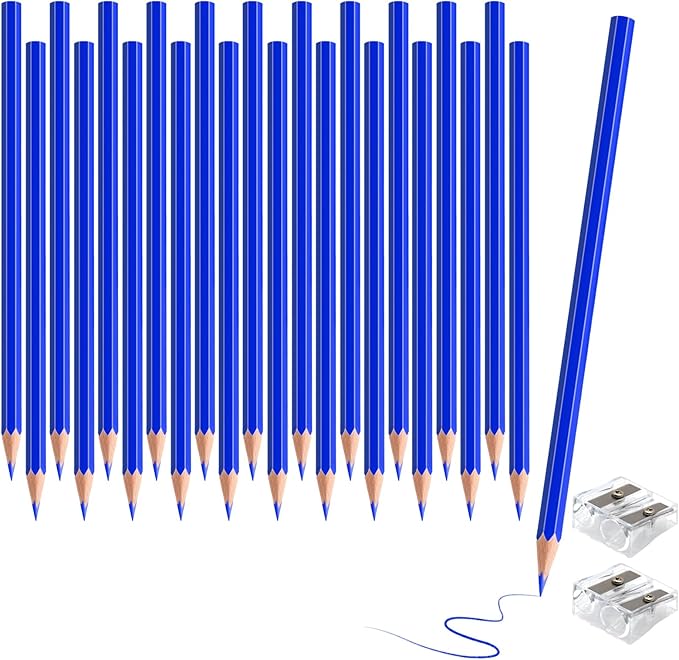 24 PCS Blue Colored Pencils, Pre-sharpened Professional Wooden Art Pencils Set for Artists Painting | Premium Drawing Sketching Supplies(Blue)