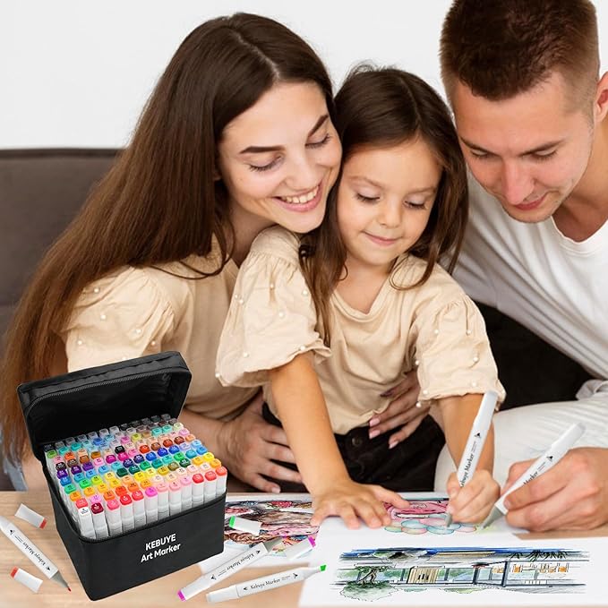 Alcohol Based Markers Art Set - 120 Color Professional Double Sided Marker for Artist, Markers for Adult Coloring Books No Bleeding - Dual Tip Color Pen for Drawing Blending Illustration Card Making