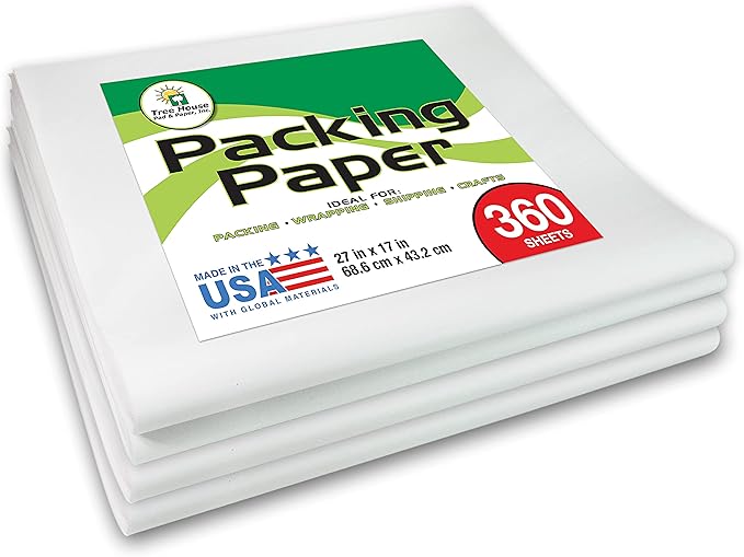 Tree House Packing Paper for Moving – 360 Newsprint Packing Paper Sheets – 27” x 17” Paper for Packing Dishes, Shipping, and Moving Supplies – Recyclable Movers’ Paper – Made in USA