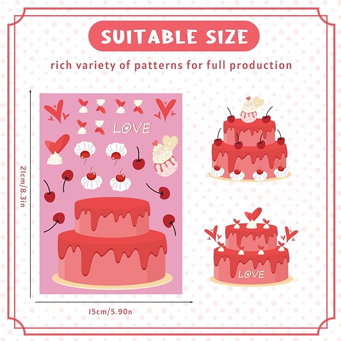 XZENTIRA 32 PCS Valentines Day DIY Stickers 8 Designs Holiday Stickers for DIY Valentines Day Crafts Party Gifts Galentines Decorations