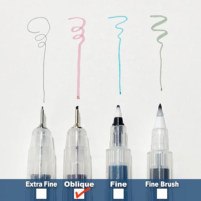 Kuretake Karappo Pen, 1mm Oblique tip 5pcs set, Empty refillable ink pen, for lettering, calligraphy, illustration, drawing, Made in Japan