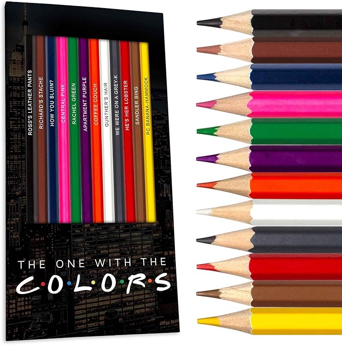 Colored Pencil Set – 12 Soft Core Drawing Pencils, Foil-Stamped with Clever References – Ideal Gift for Fans and Stationery Lovers – Art & Office Supplies, Travel Colored Pencils for Adults