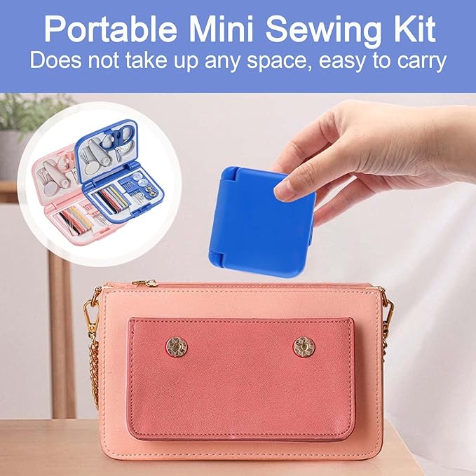 2 Pack Mini Travel Sewing Kit, Portable Sewing Kit, Emergency Sewing Travel Small, Beginners DIY Sewing Thread Needle Threader Scissors Kit for Women, Mom, Traveler, Adults, Beginner