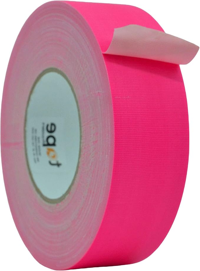 WOD GTC12 Gaffer Tape, Fluorescent Pink Low Gloss Finish Film, 12 inch x 60 ft. Residue Free, Non Reflective Cloth Fabric, Secure Cords, Water Resistant, Photography, Filming Backdrop, Production