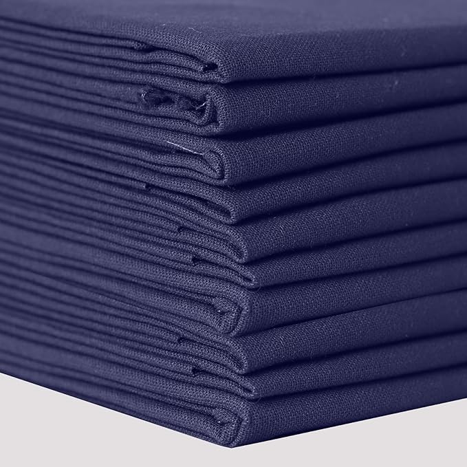 10 Pieces 18 x 21 Inches Cotton Fabric Precut Quilting Fabric Bundles Solid Colors Layer Cakes Quilt Material for DIY Craft Sewing Embroidery (Royal Bule)