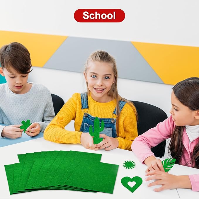 CHRORINE 25 Pcs Assorted Color Felt Fabric Sheets 8" x 12" Soft Felt Fabric Sheet for Crafts DIY Sewing Squares Nonwoven Patchwork (Green)