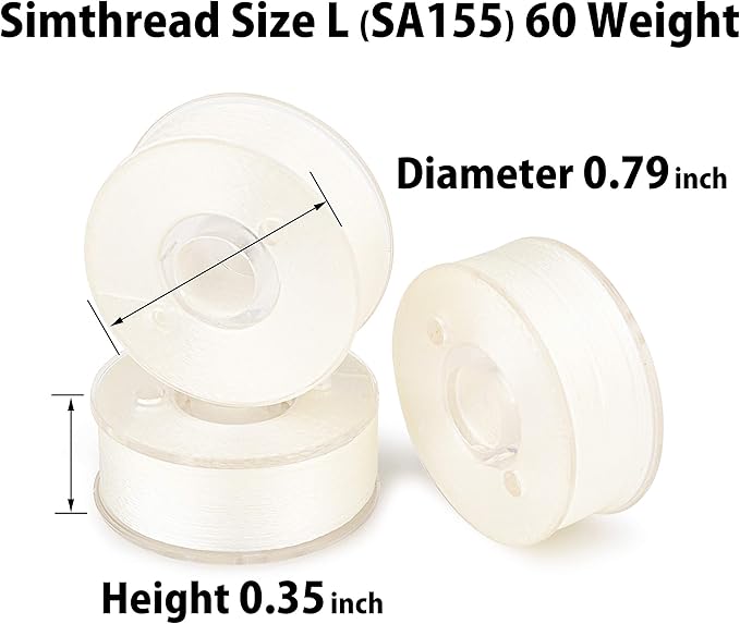Simthread 25pcs White Prewound Bobbin Thread Size L (SA155) 60WT for Brother Husqvarna Pfaff Embroidery Thread Sewing Thread Machine with Clear Storage Plastic Case DIY