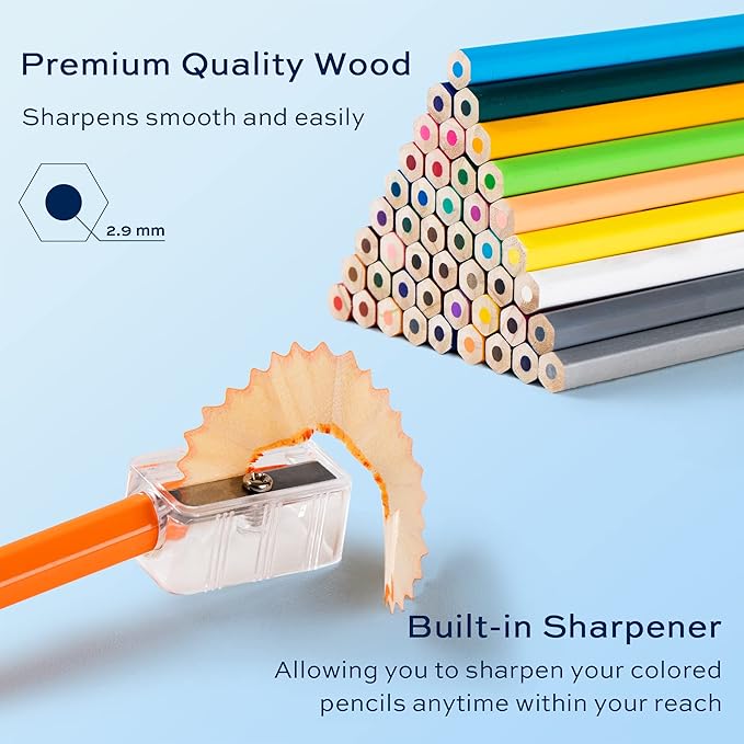 72 Colored Pencils for Adult Coloring Books, Soft Core, Art Drawing Pencils for Artists Kids Beginners, Coloring Pencils Set with Sharpener for Coloring, Sketching, Painting