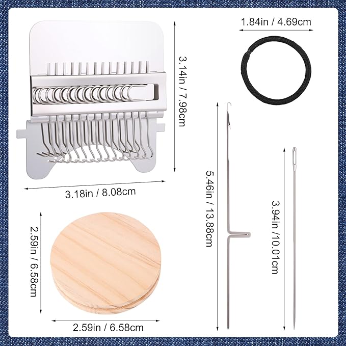 PatchMaker 2.0 Kit, Small Loom Speedweve Type Weave Tool, Knitting Kit Mini Portable Patch Darning Looms for Quickly Sewing Repair, Sewing, Knitting Kit for Beginners (14 Hooks)