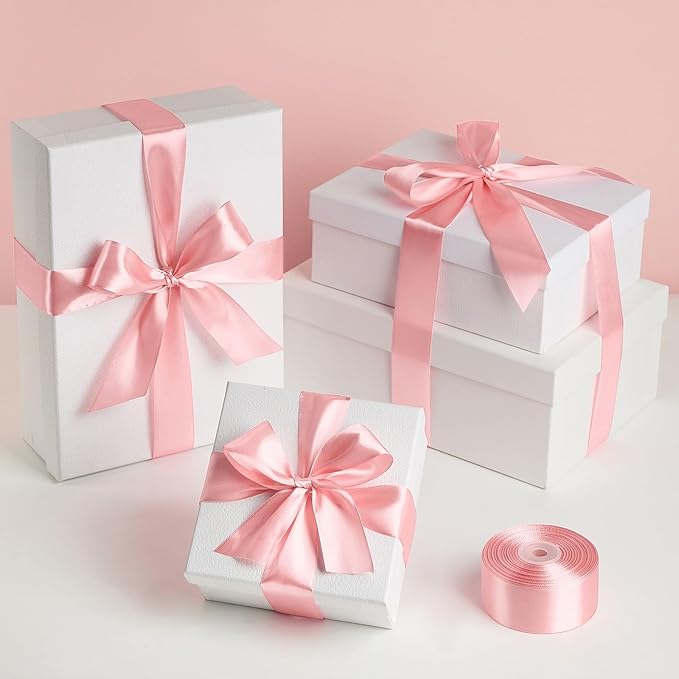 1-1/2 Inch Wide Rose Gold Satin Ribbon, 50 Yards Solid Polyester Fabric Ribbon for Roses Making, Gift Wrapping, Valentine's Day, Wedding Decorations, Crafts, Bows