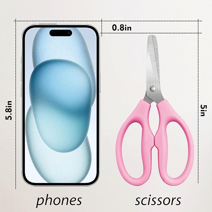 Pink Scissors for School Multipurpose Stylish: 5 inch - Comfort Grip - Stainless Steel - Scissors with Home - Office - for Cutting Paper - Open Envelopes - Cut Tape