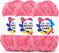 Velvet Chenille Yarn for Crocheting Hot Pink Velvet Fluffy Plush Thick Bulky Chunky Chenille Velvet Soft Baby Blanket Yarn for Crocheting Hand Knitting 3 * 100g-Hot Pink