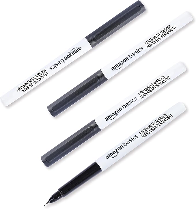 Amazon Basics Ultra Fine Point Permanent Markers, Black, 12-Pack