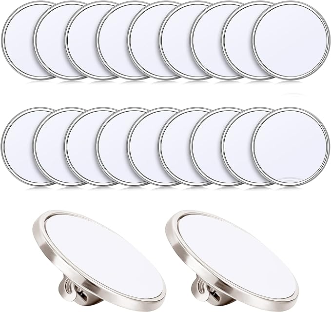 Hicarer 20 Pieces Sublimation Blank Pins Button Pin Badge DIY Button Badge Sublimation Silver Blank Base Pins for DIY Craft Making School Supplies
